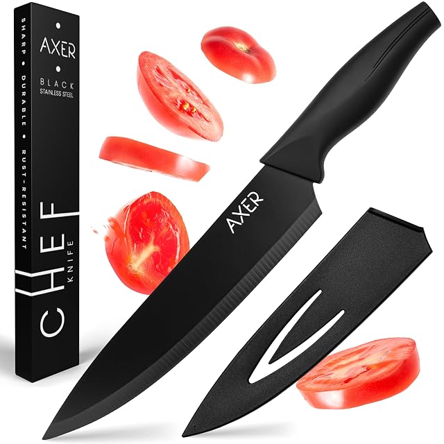 Couteau de chef inox Axer de 20 cm avec protège-lame